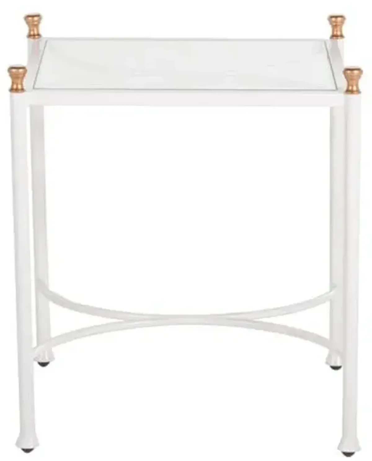 Frances Outdoor Side Table - White/Antique Gold