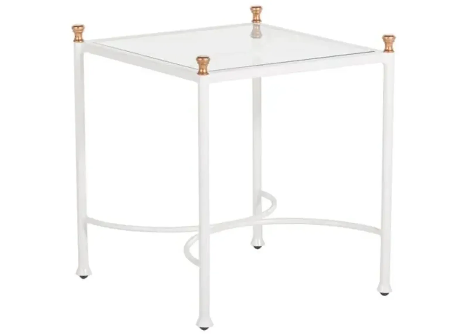 Frances Outdoor Side Table - White/Antique Gold