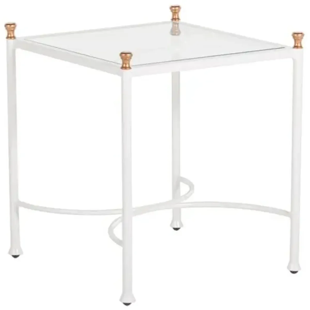 Frances Outdoor Side Table - White/Antique Gold