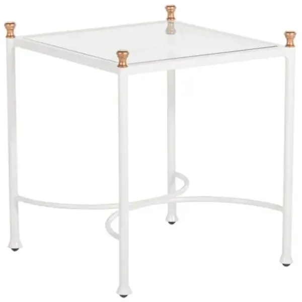 Frances Outdoor Side Table - White/Antique Gold