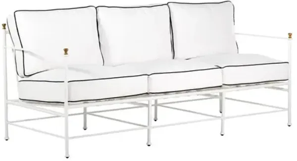 Frances White Outdoor Sofa - White/Black Welt