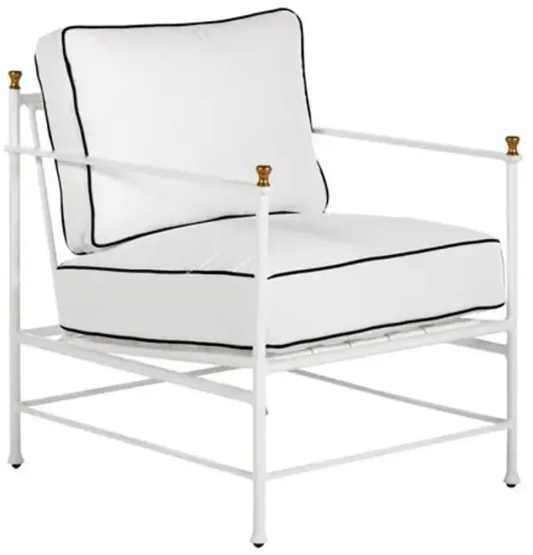 Frances White Outdoor Lounge Chair - White/Black Welt