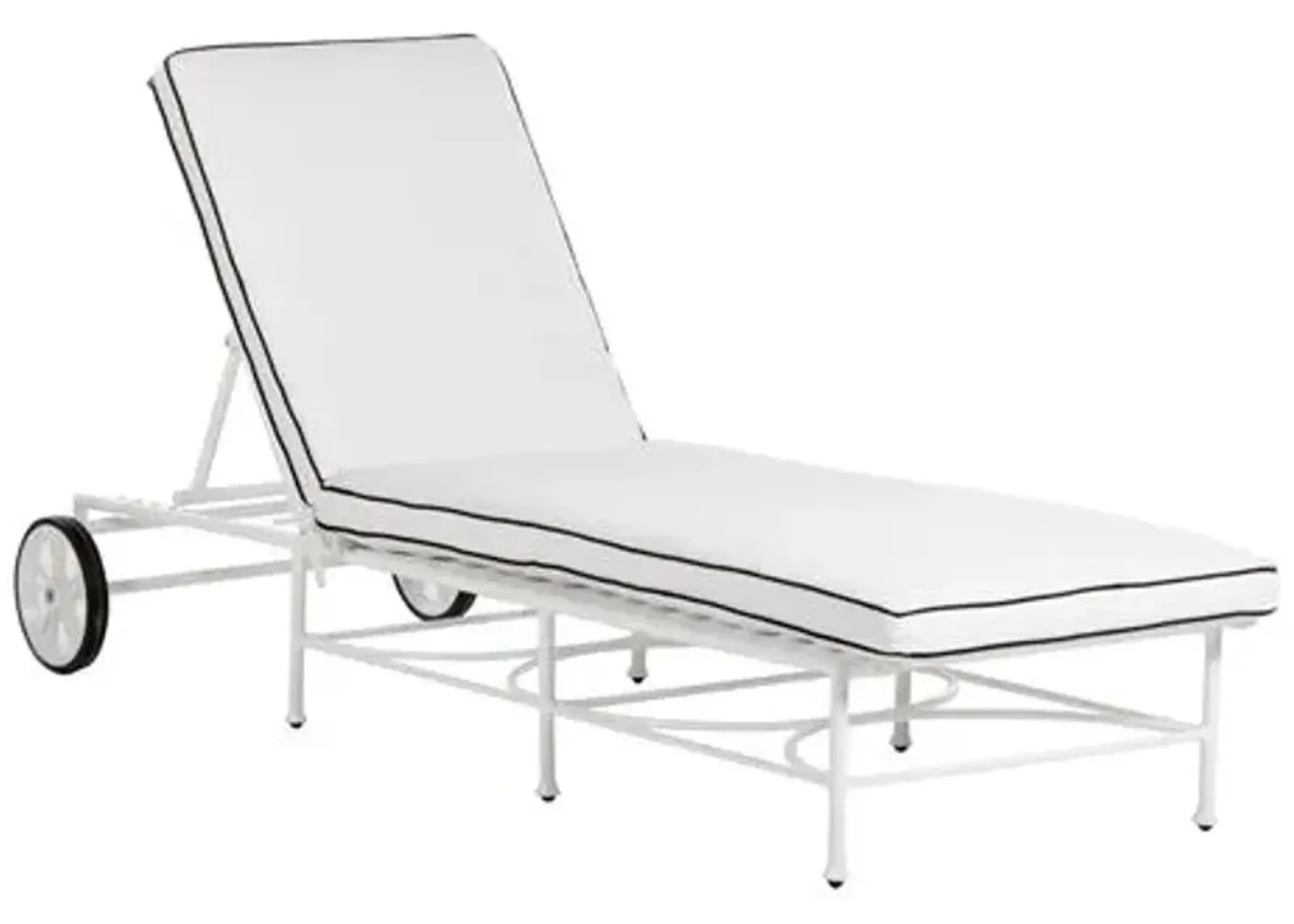 Frances White Outdoor Chaise - White/Black Welt - Comfortable, Sturdy, Stylish