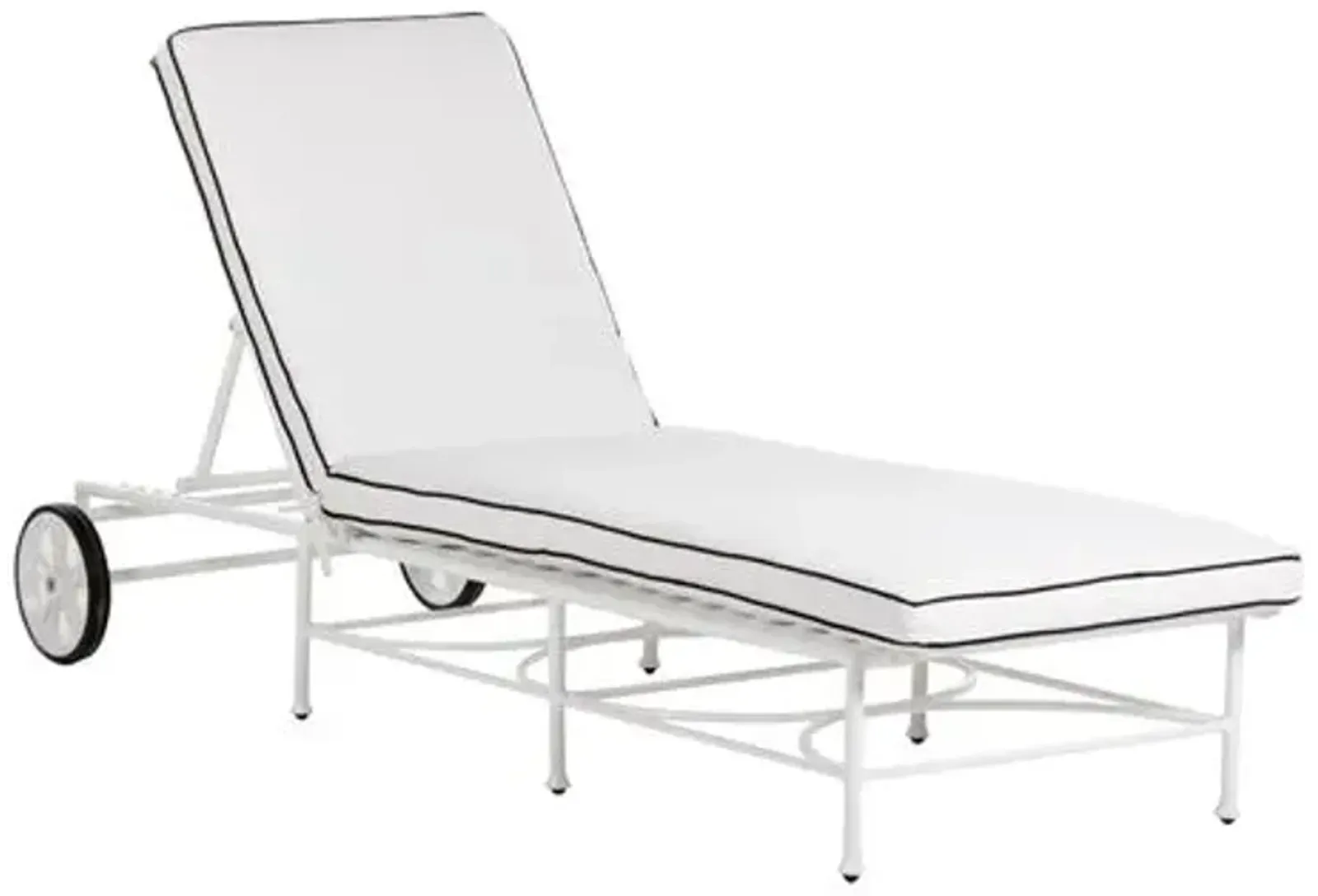 Frances White Outdoor Chaise - White/Black Welt - Comfortable, Sturdy, Stylish