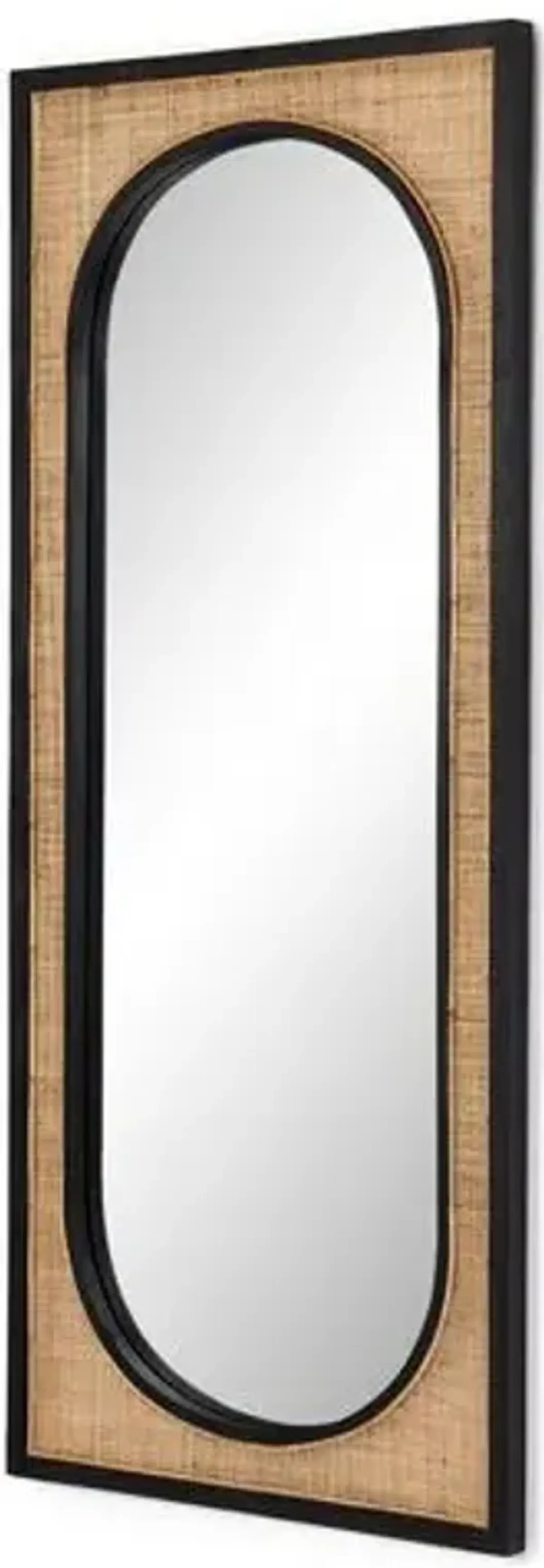 Gideon Rattan Floor Mirror - Wheat/Black