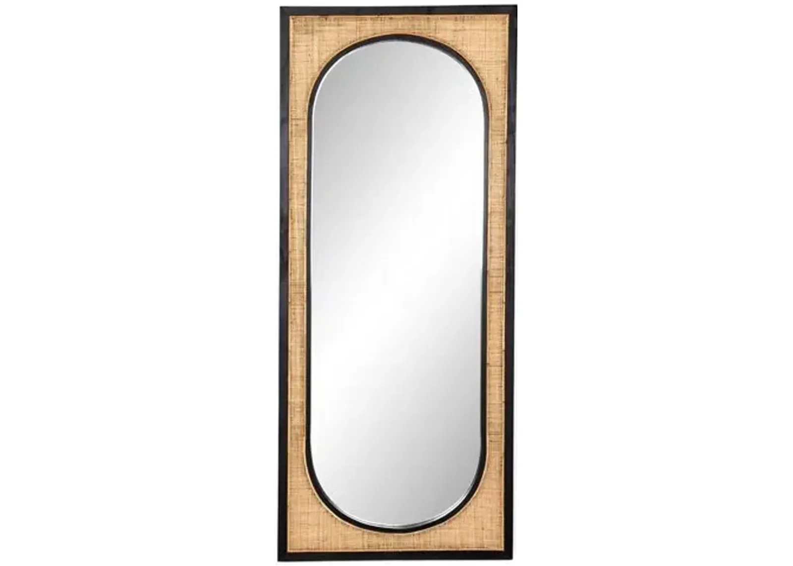 Gideon Rattan Floor Mirror - Wheat/Black