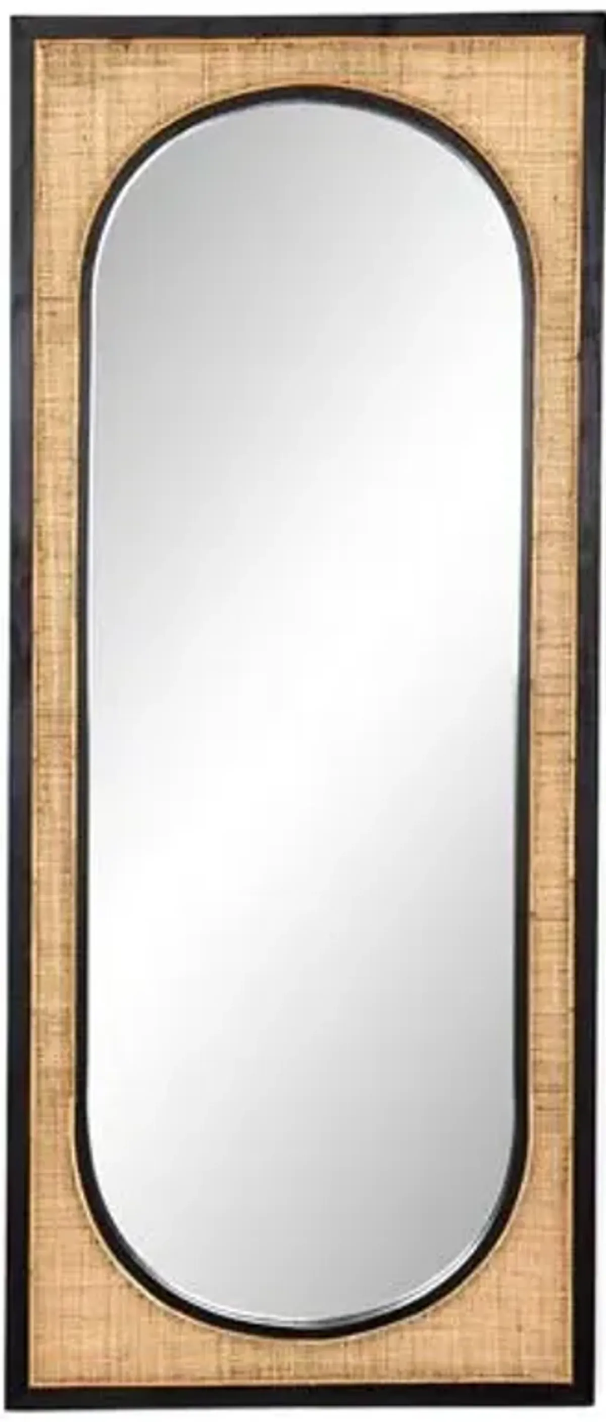 Gideon Rattan Floor Mirror - Wheat/Black