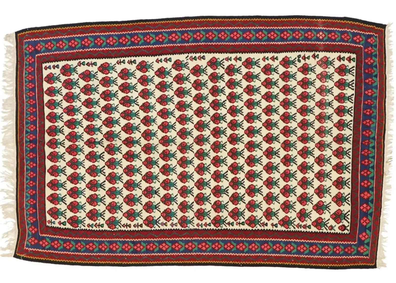 Persian Floral Kilim Rug - 3'04 x 5'00 - Esmaili Rugs & Antiques - Red - Red