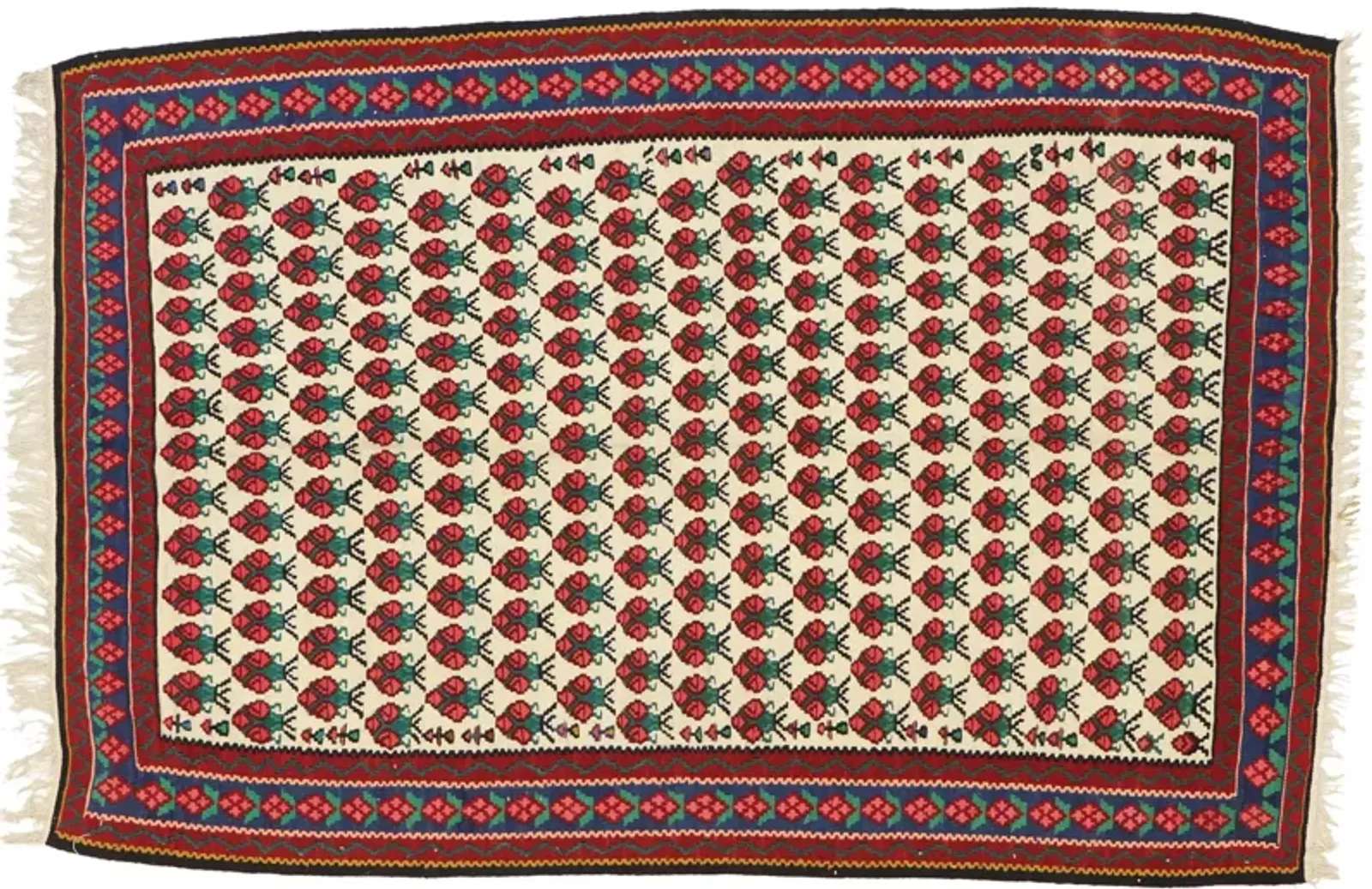 Persian Floral Kilim Rug - 3'04 x 5'00 - Esmaili Rugs & Antiques - Red - Red