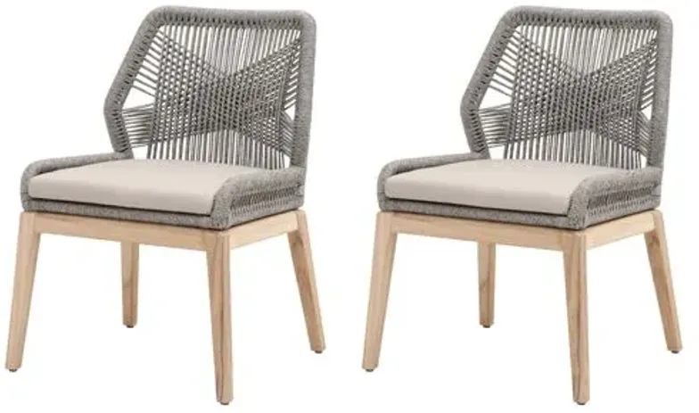 Set of 2 Easton Outdoor Rope Side Chairs - Platinum/Gray