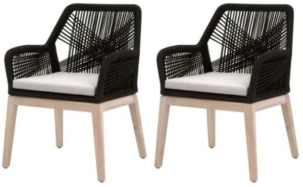 Set of 2 Easton Rope Outdoor Armchairs - Black/Pumice - Gray