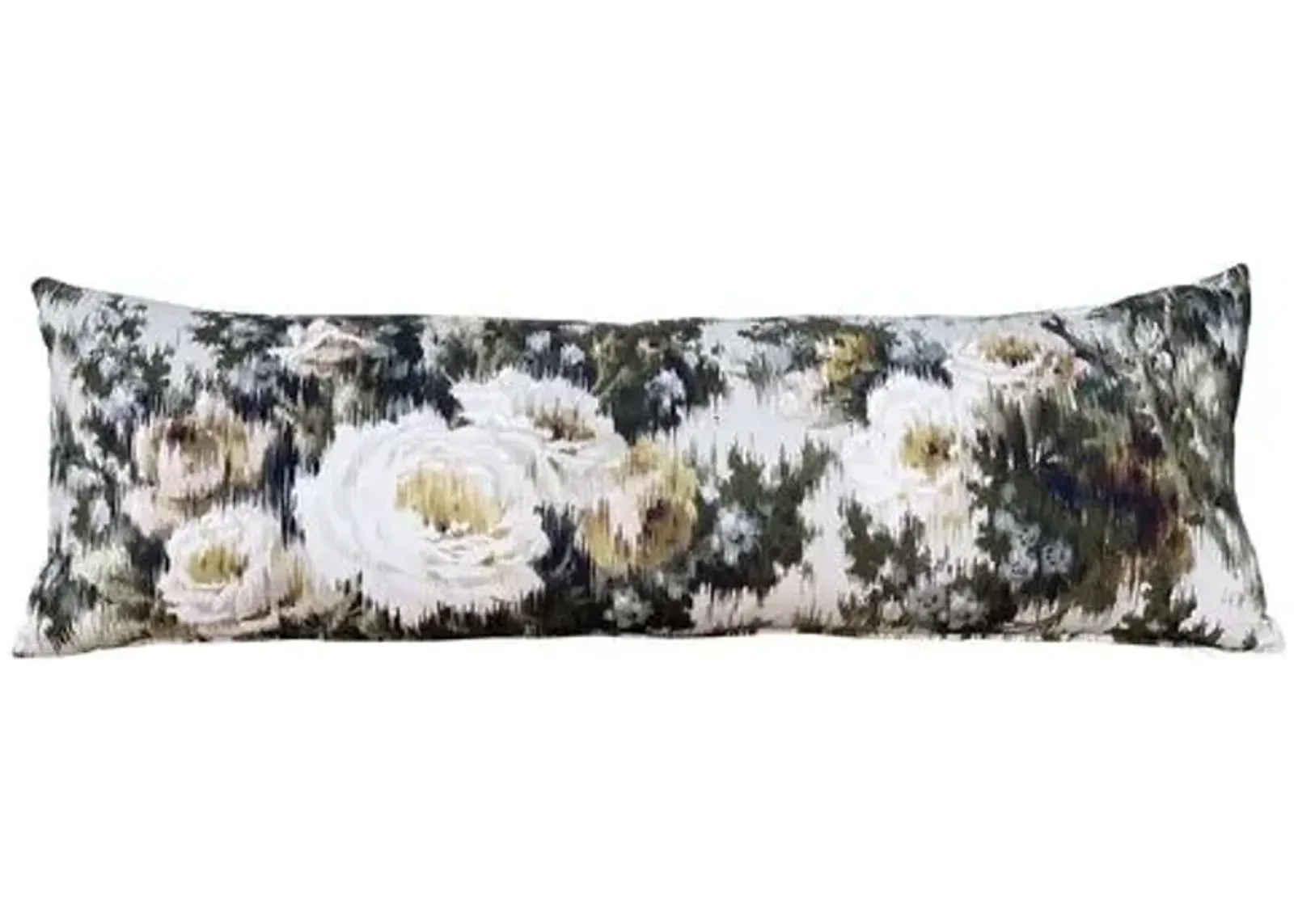 Olivia 13x40 Body Pillow - Olive/Ivory Floral - Kim Salmela