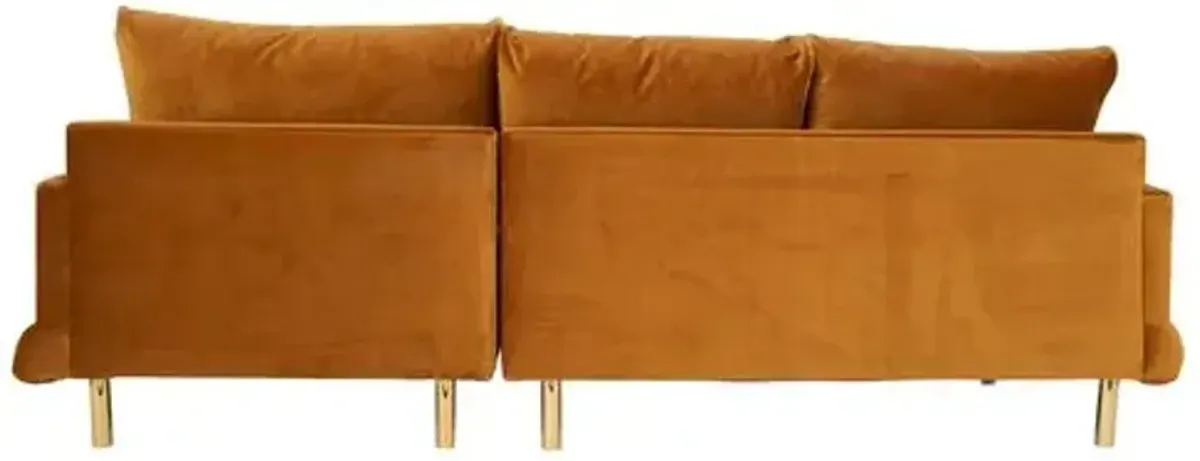 Somerset Sectional Chaise - Cognac Velvet - Kim Salmela - Brown - Comfortable, Sturdy, Stylish