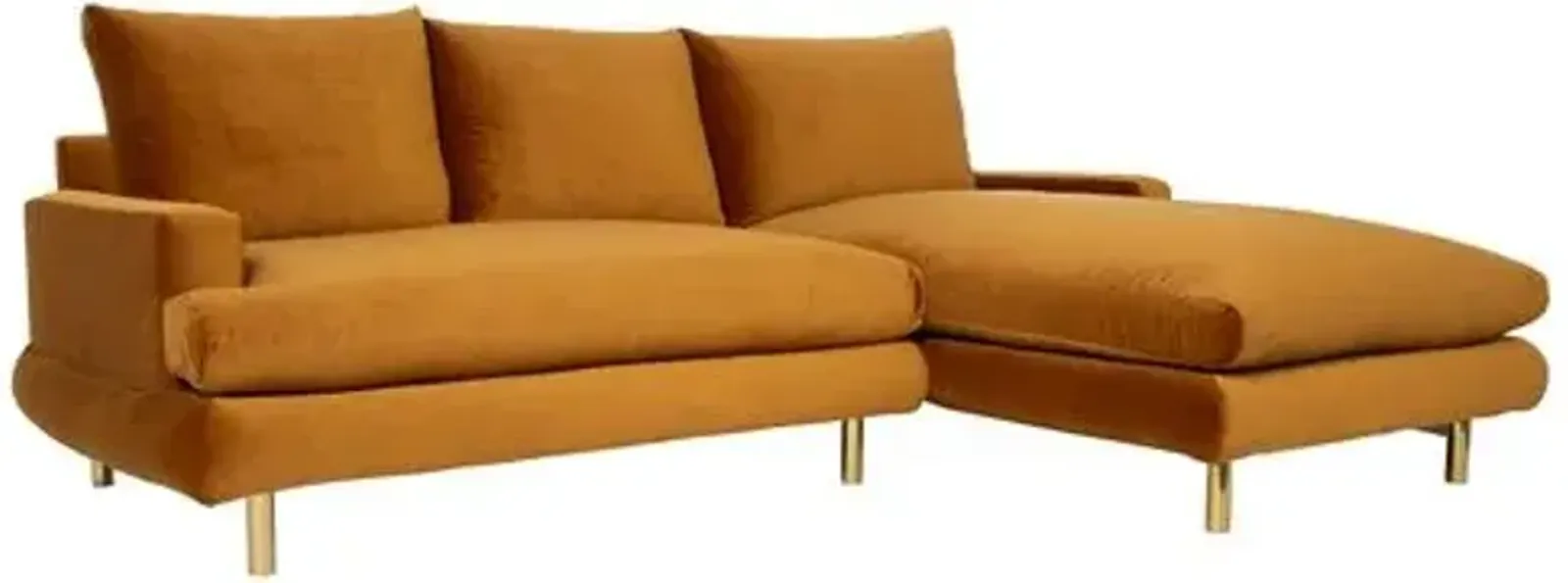 Somerset Sectional Chaise - Cognac Velvet - Kim Salmela - Brown - Comfortable, Sturdy, Stylish