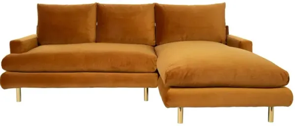 Somerset Sectional Chaise - Cognac Velvet - Kim Salmela - Brown - Comfortable, Sturdy, Stylish