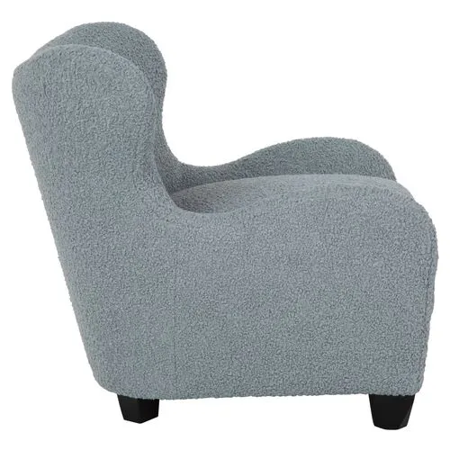 Zola Curved Wingback Chair - Boucle Heather Blue - Kim Salmela - Comfortable, Stylish