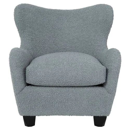 Zola Curved Wingback Chair - Boucle Heather Blue - Kim Salmela - Comfortable, Stylish