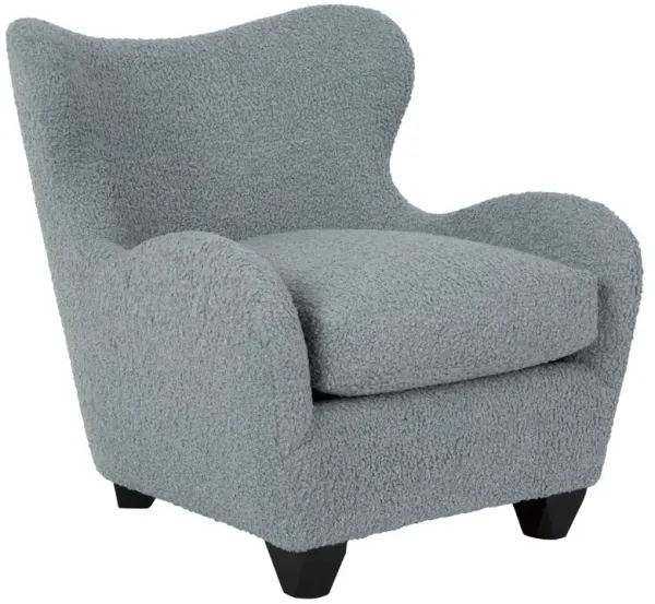 Zola Curved Wingback Chair, Boucle Heather Blue