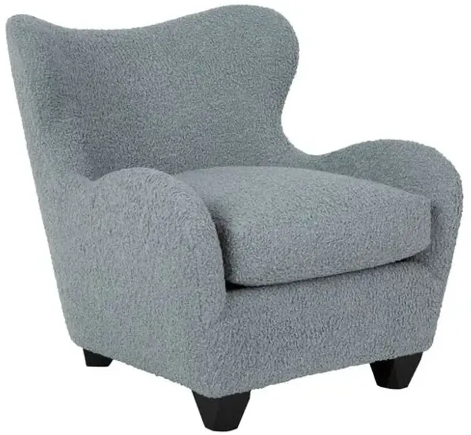 Zola Curved Wingback Chair - Boucle Heather Blue - Kim Salmela - Comfortable, Stylish