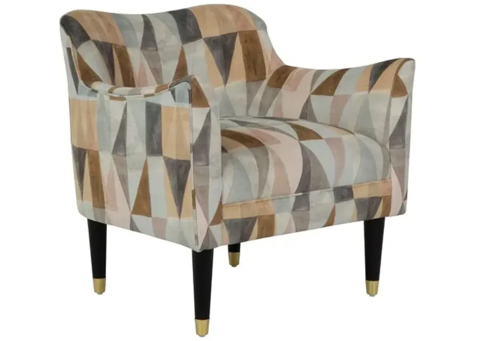 Alexander Patterned Accent Chair - Blush/Gray Multi - Kim Salmela, Comfortable, Durable, Cushioned