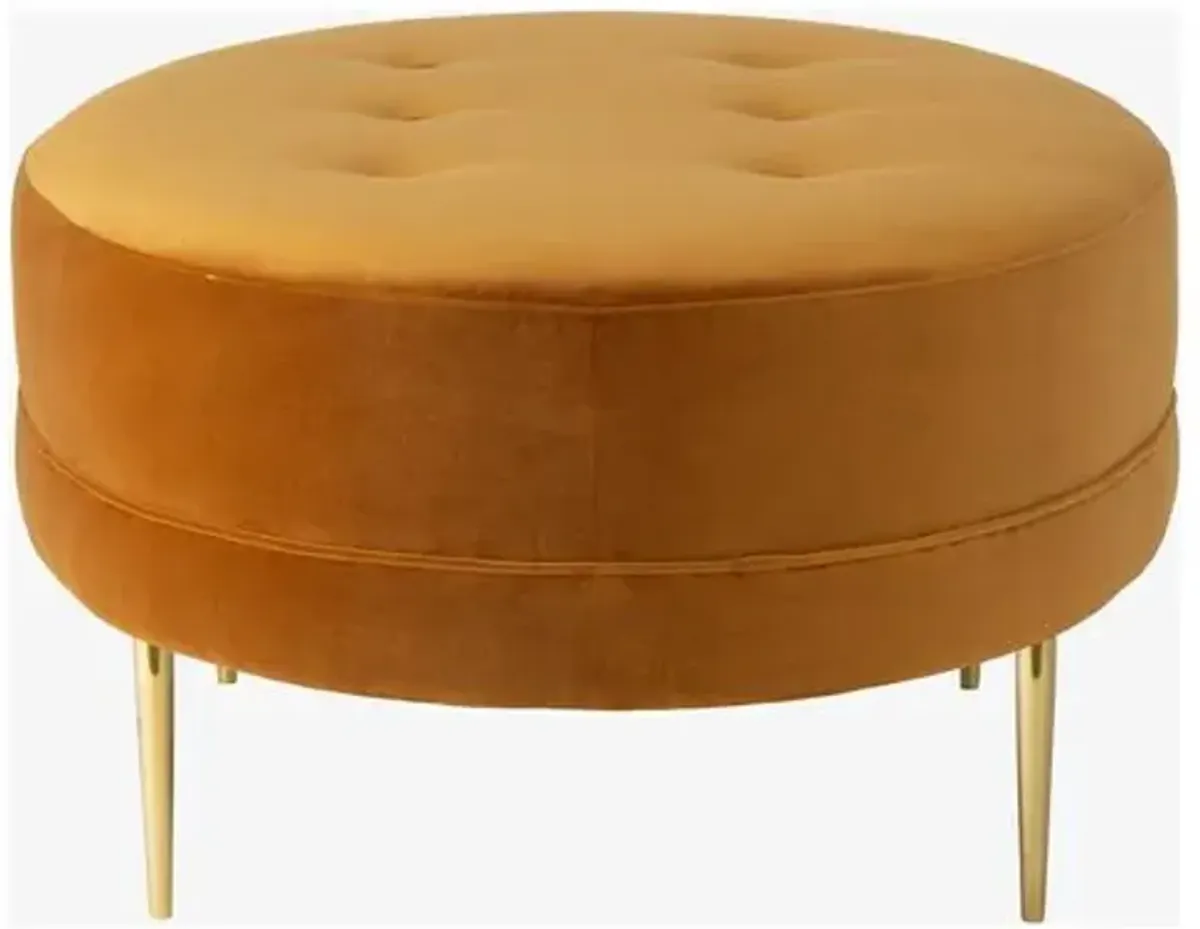 Avalon Cocktail Ottoman - Velvet - Kim Salmela - Handcrafted - Yellow