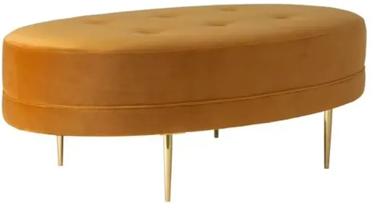 Avalon Cocktail Ottoman - Velvet - Kim Salmela - Handcrafted - Yellow