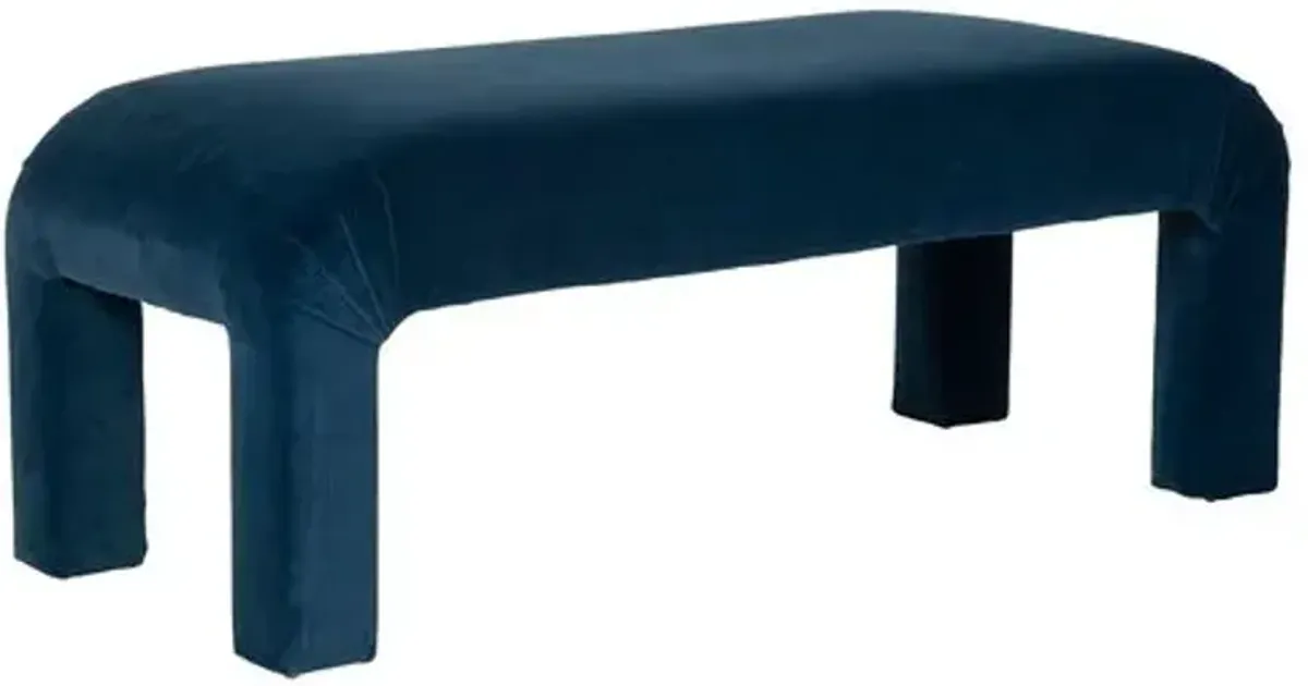 Vintage Hazel Waterfall Bench - Velvet - Kim Salmela - Blue