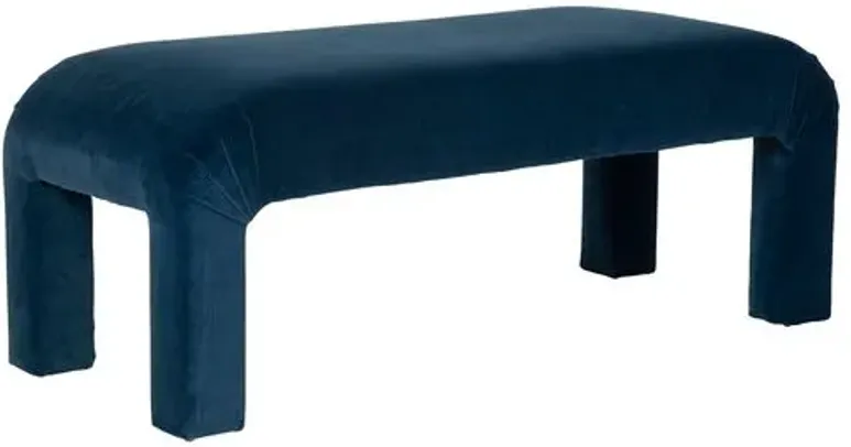 Vintage Hazel Waterfall Bench - Velvet - Kim Salmela - Blue