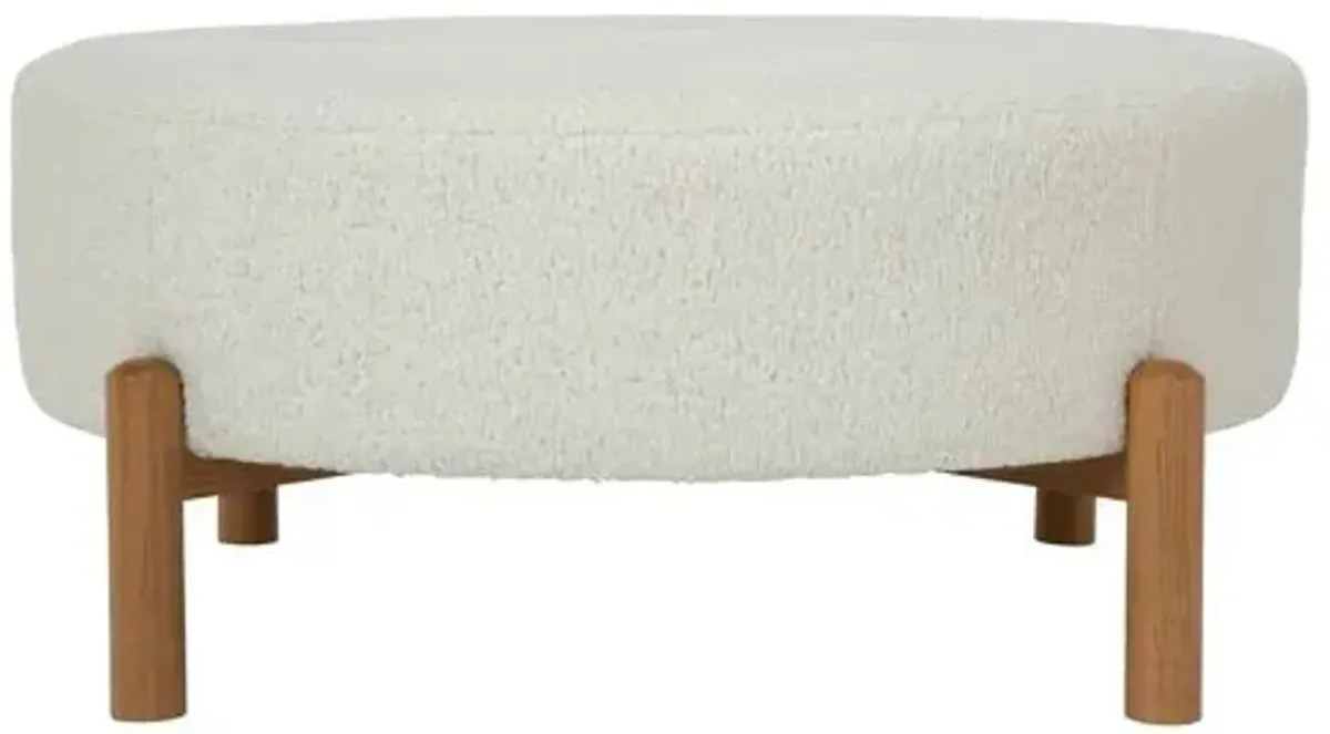 Nelson Round Cocktail Ottoman - Boucle - Kim Salmela - White