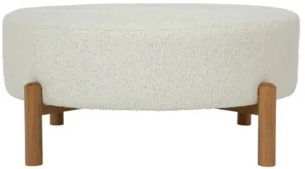 Nelson Round Cocktail Ottoman - Boucle - Kim Salmela - White