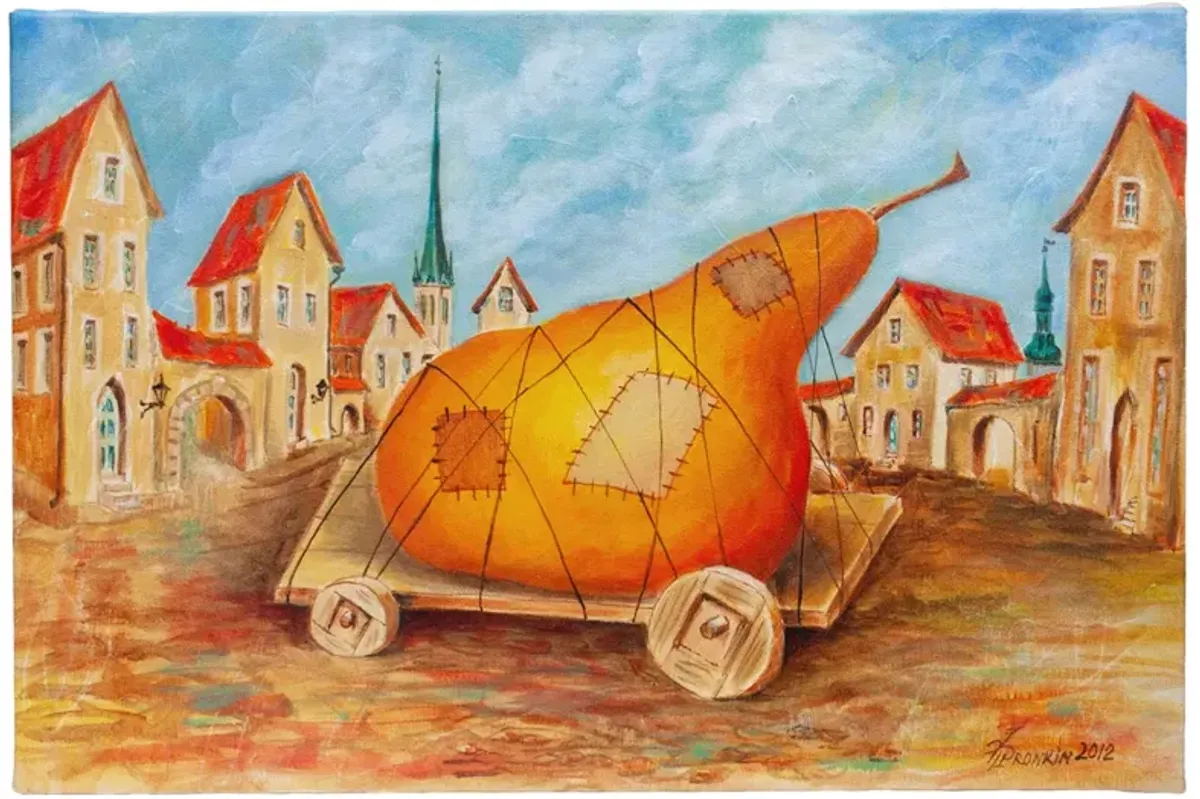 Vlad Pronking - Big Pear in an Old City - orange