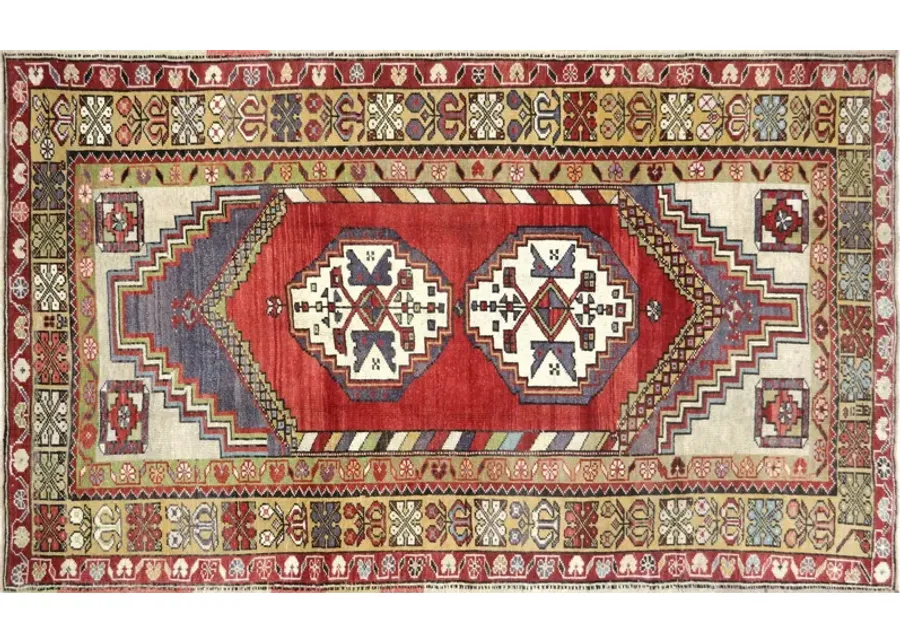 5'3" x 8'6" 1960s Turkish Oushak Rug - Nalbandian - Red - Red