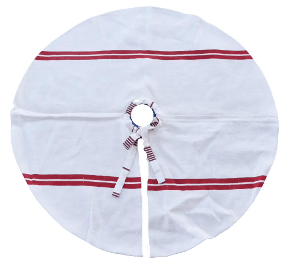 French Grain Sack Christmas Tree Skirt - White