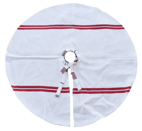 French Grain Sack Christmas Tree Skirt - White