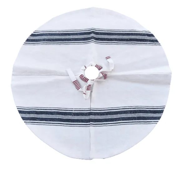 French Grain Sack Christmas Tree Skirt - White
