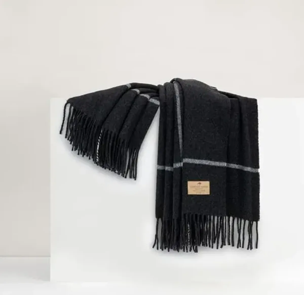 Windowpane Cashmere Throw - Lands Downunder, Fringed