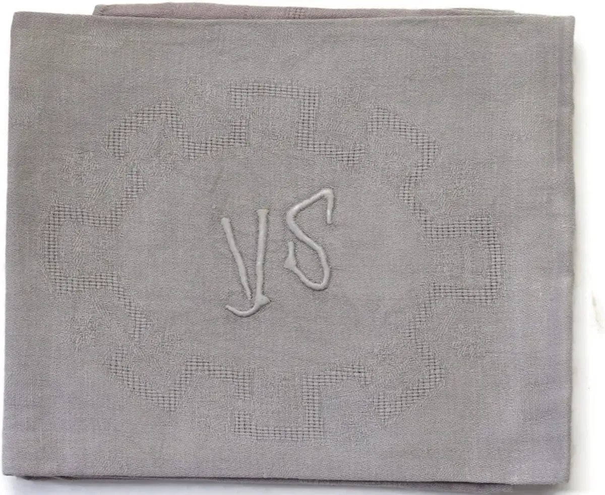 1920s French Linen "VS" Napkins - Set of 10 - New England Mercantile - Purple