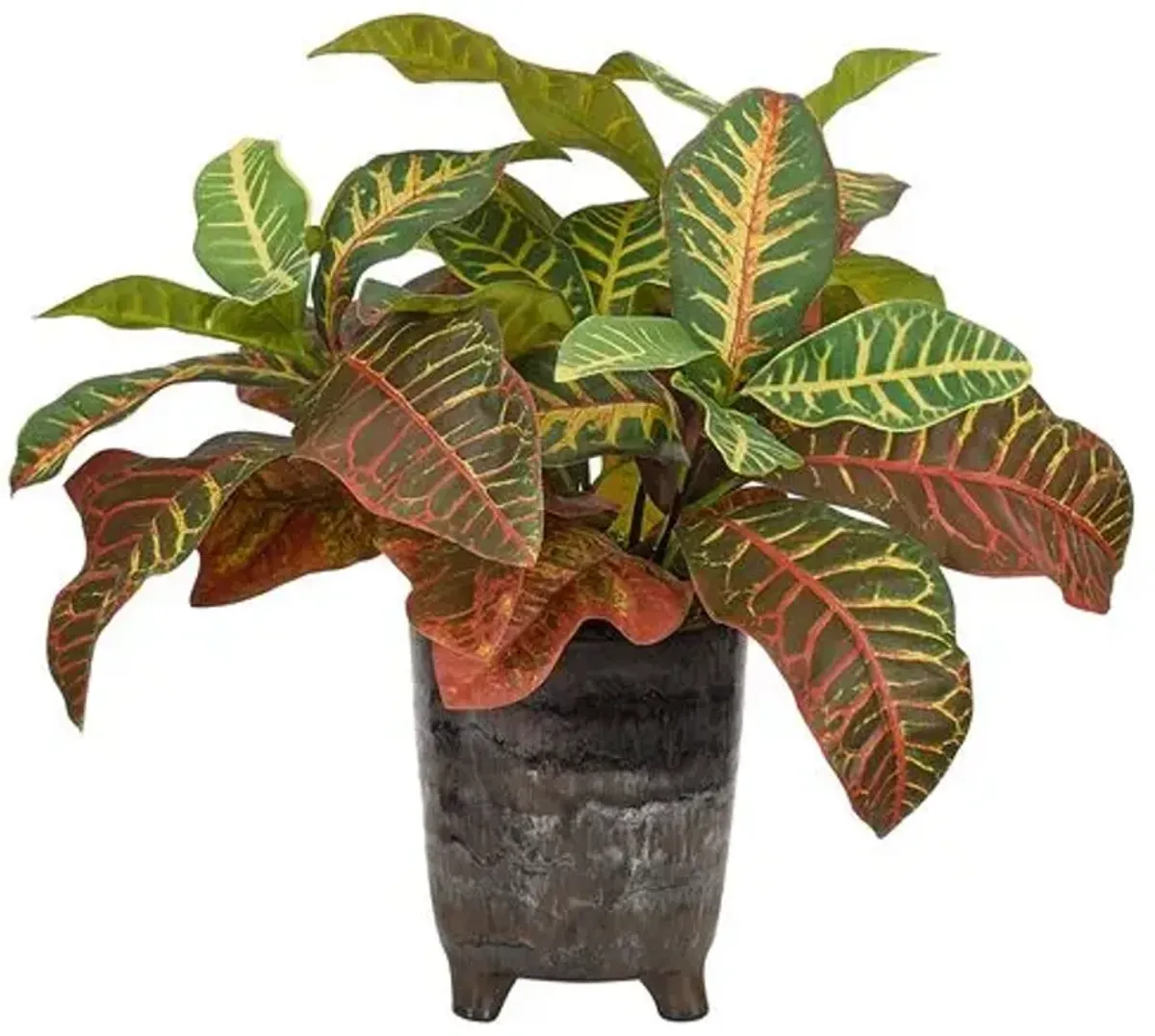 19" Croton in Vase - Faux - NDI - Green