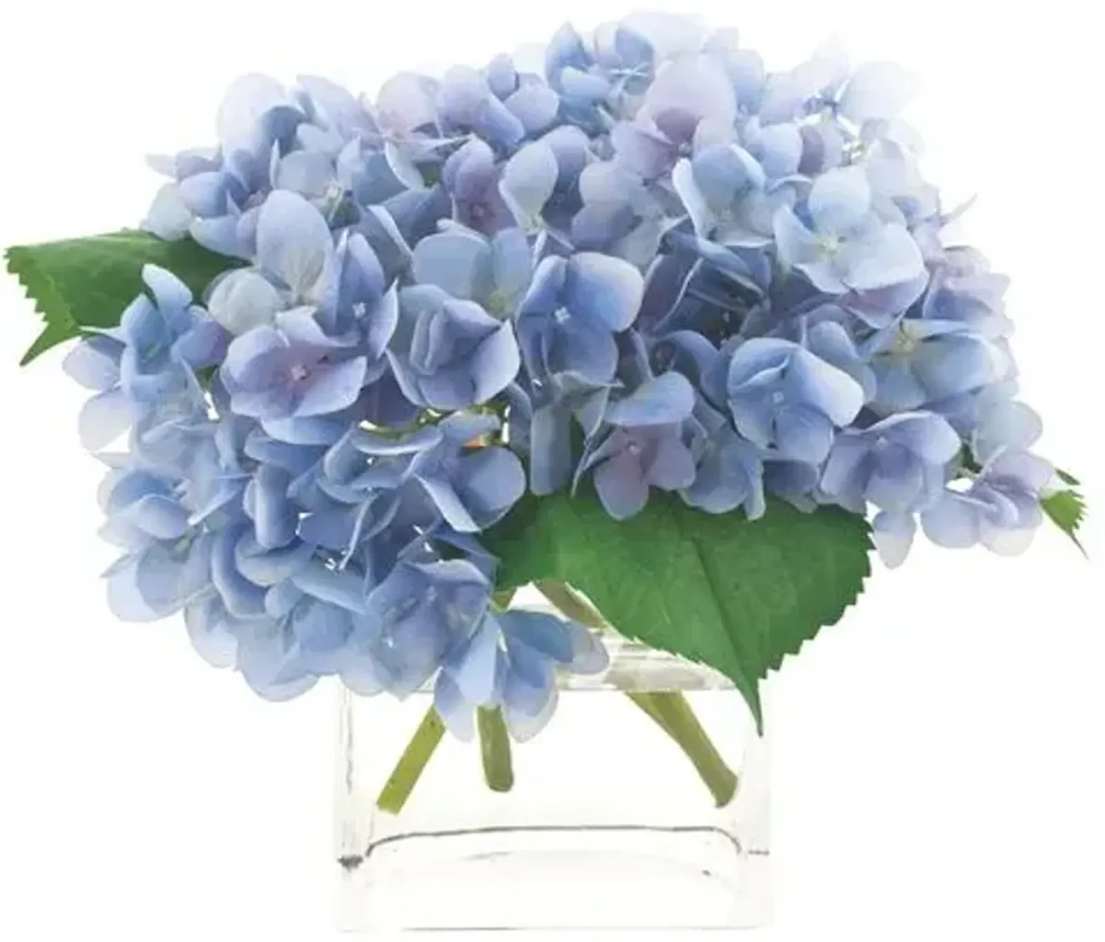 11" Hydrangea in Glass Vase - Faux - NDI - Blue