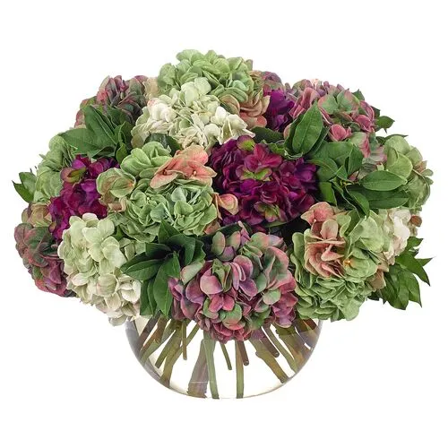 23" Hydrangea in Glass Vase - Faux - NDI - Purple