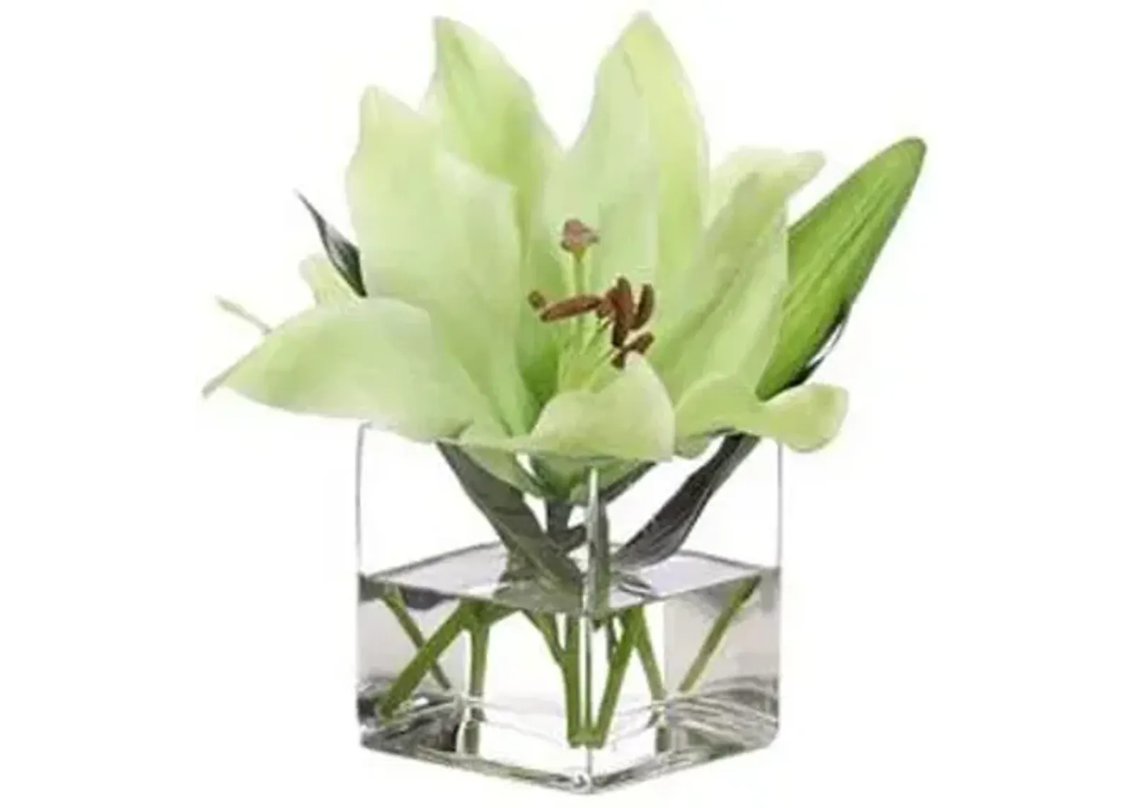 10" Lily in Glass Vase - Faux - NDI - Green