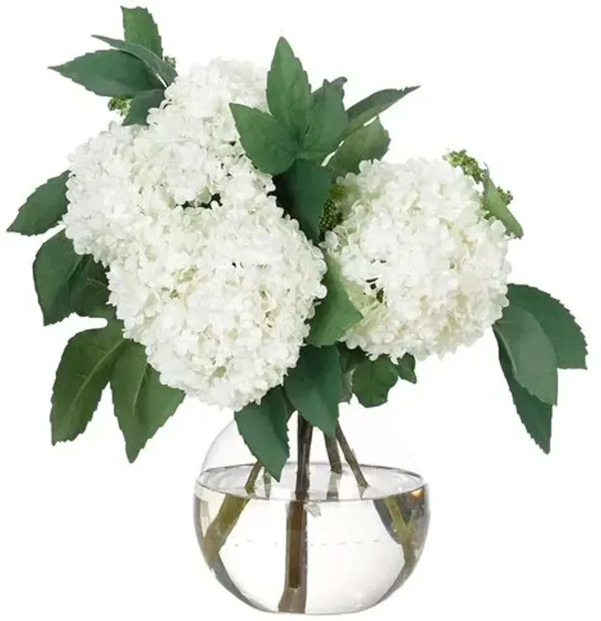 14" Snowball in Glass Vase, Faux - NDI - White