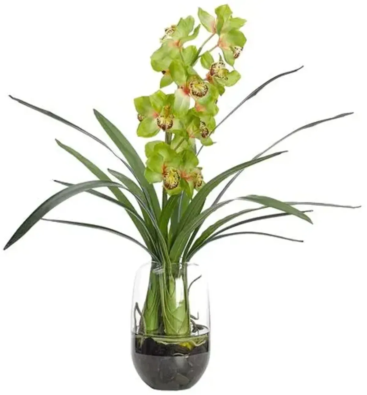 28" Orchid in Glass Vase - Faux - NDI - Green