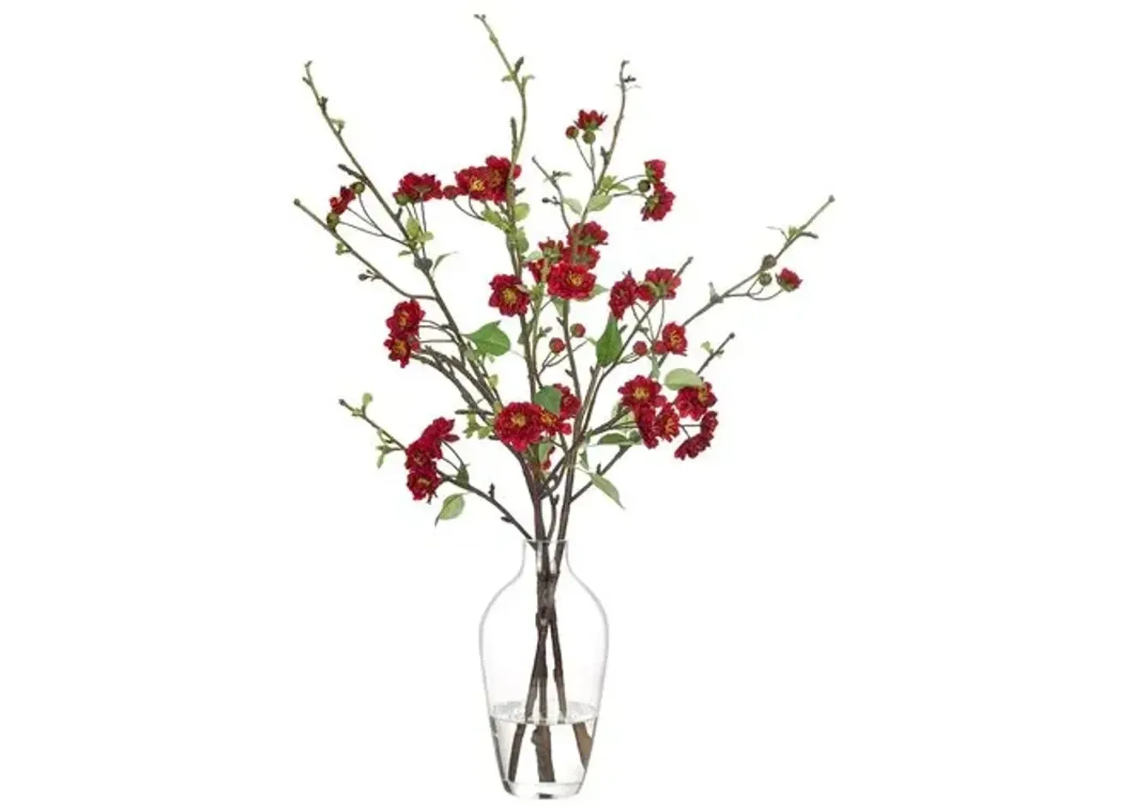 Apple Blossom in Glass Vase - Faux - NDI - Red