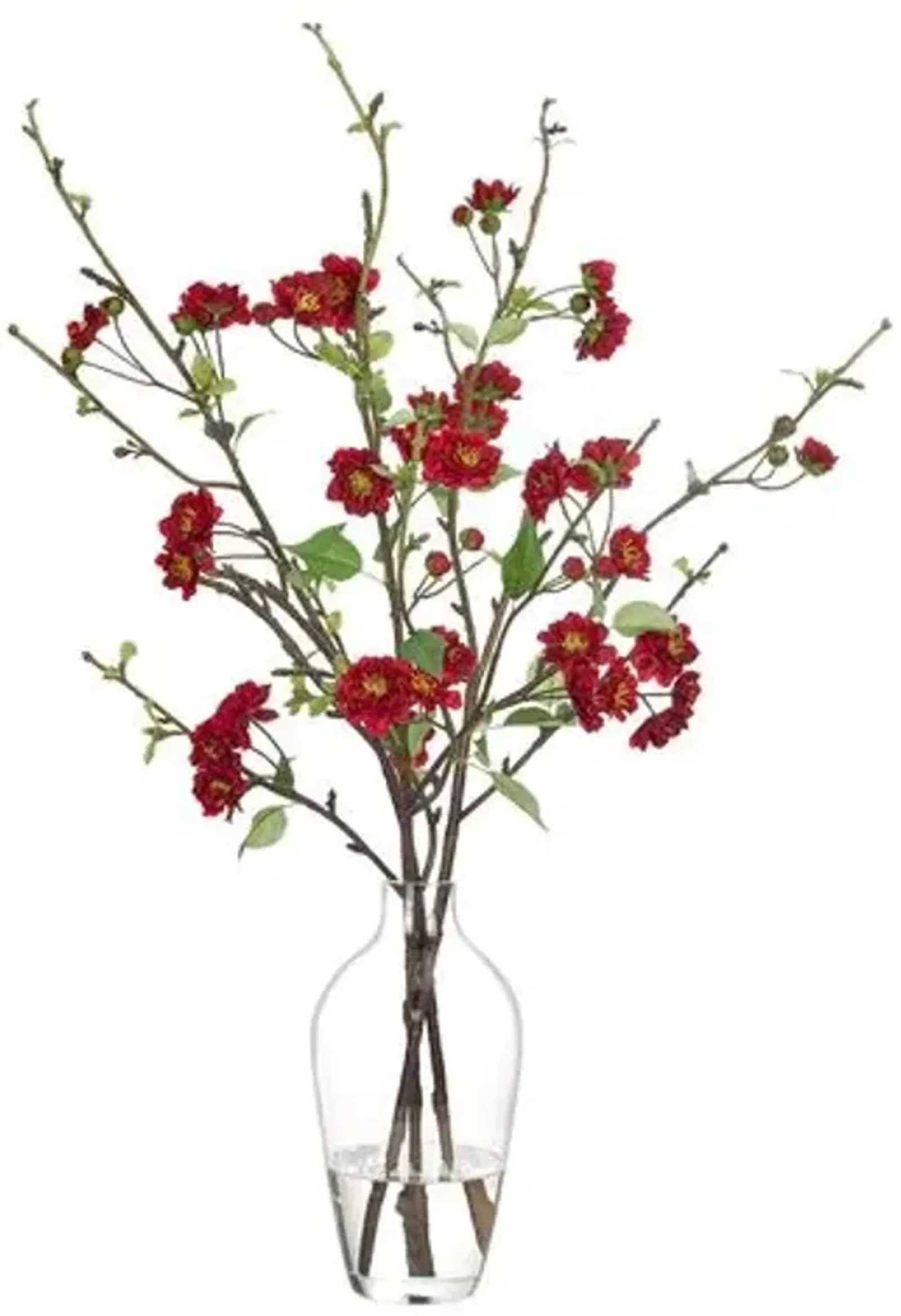 Apple Blossom in Glass Vase - Faux - NDI - Red