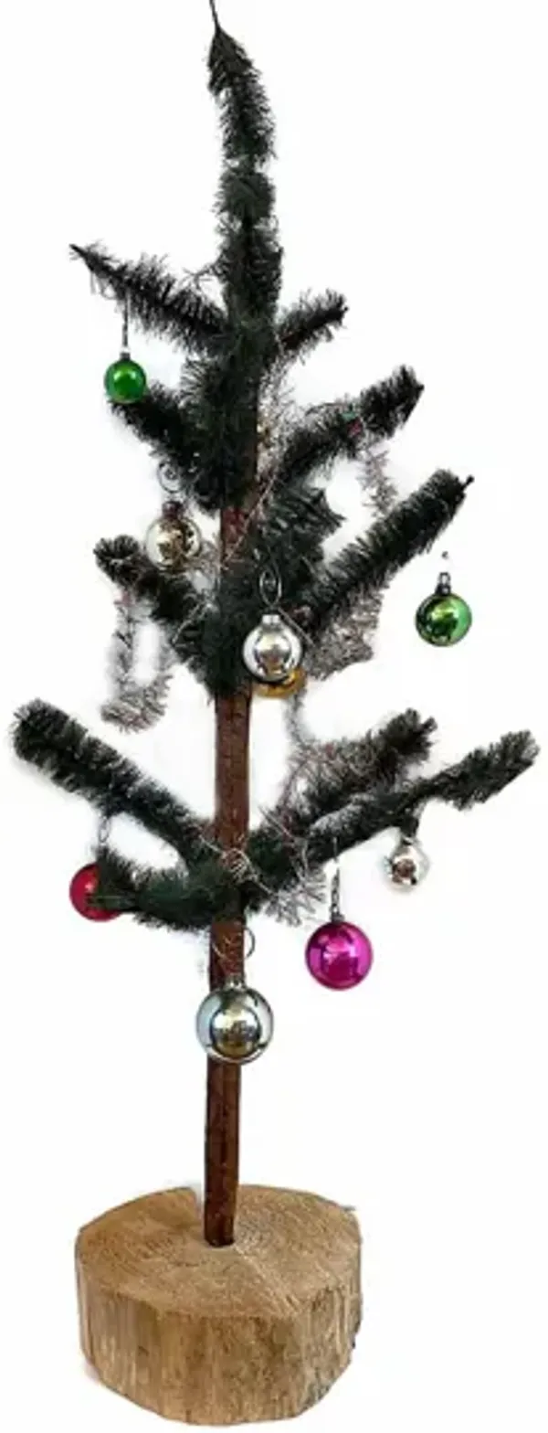 Midcentury Dressed Bottle Brush Tree - Rose Victoria - Green