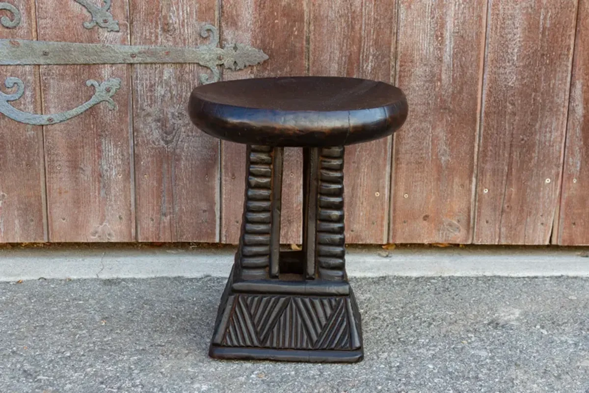 Cameroon Carved Tribal Milk Stool - de-cor - brown