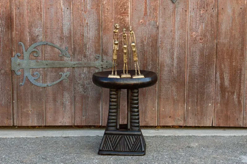 Cameroon Carved Tribal Milk Stool - de-cor - brown