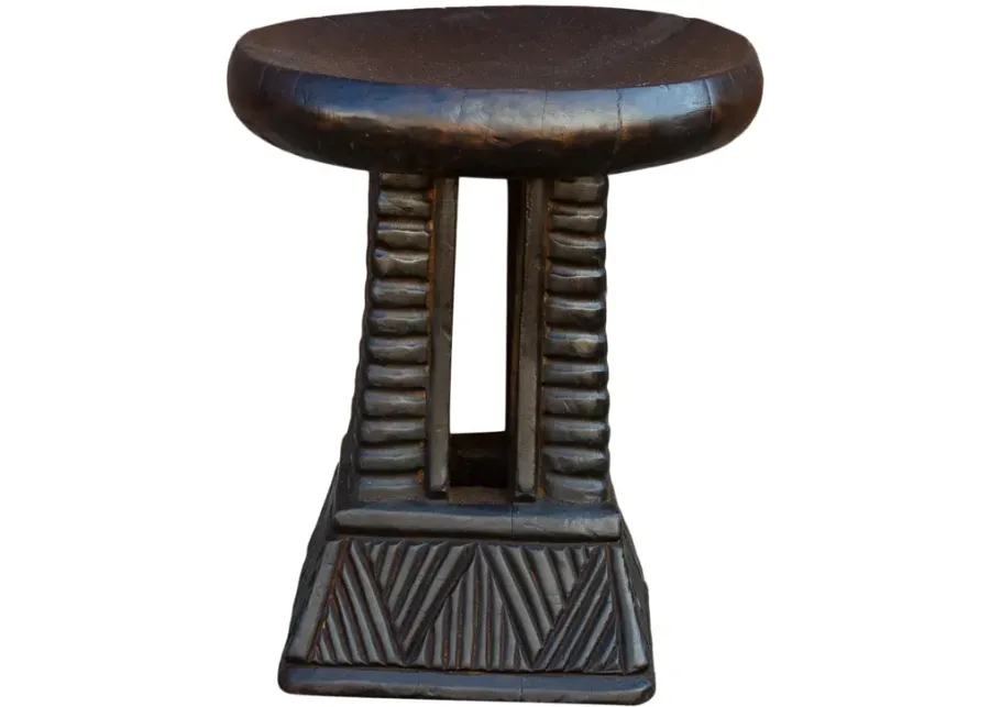 Cameroon Carved Tribal Milk Stool - de-cor - brown