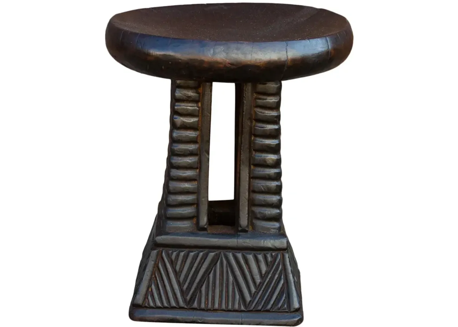 Cameroon Carved Tribal Milk Stool - de-cor - brown